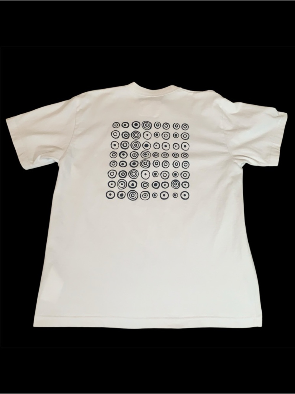Sacai White Short-Sleeve Tee with Black Concentric Grid